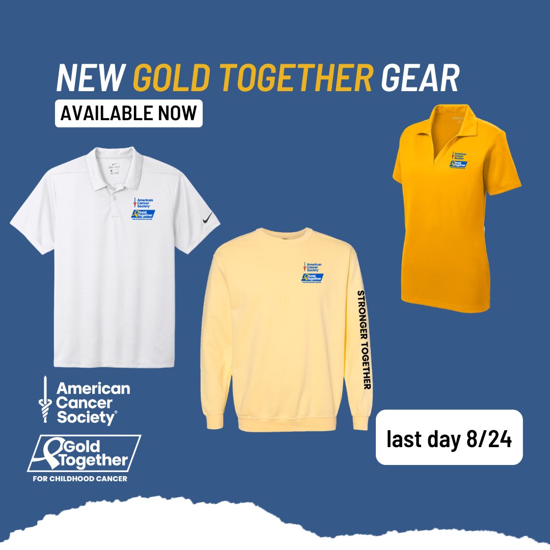 NEW Shop Gold Together Apparel Store! -  Time Sensitive last day to order is Aug 24th
Shop NOW as orders will be printed and shipped in time to wear for September Childhood Cancer Awareness Month.

willpromo.com/acs_goldtogeth…