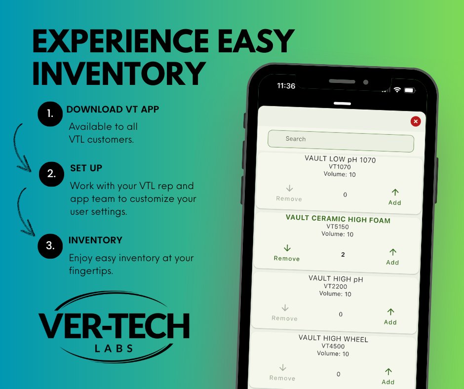 VTL_MN's tweet photo. Experience EASY Inventory with the Ver-tech Labs App.  
https://t.co/6uJxvqctdw
#CleanBetter with Ver-tech #Vertech #CleanCarWashChemistry #EasyInventory #Experiencethedifference https://t.co/oaW1AsyeeY