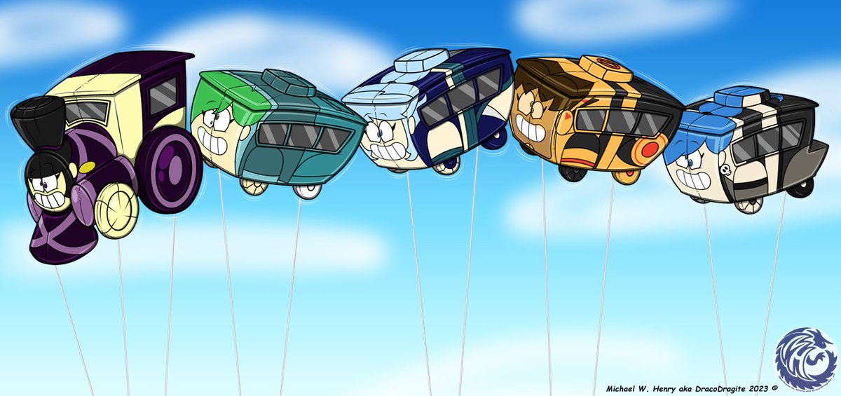 A silly and fun idea I had that just randomly popped into my head recently. Five of my Gals TF'd into Inflatable Train Balloons. Hope you find this piece funny as well. I'm also planning on making this a special commission type on my Discord channel soon. XP
