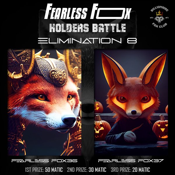 billionaire_fox's tweet photo. ๐ฅ#FearlessFox Holders battle๐ฅ
โ๏ธELIMINATION 8โ๏ธ
๐ฆVote between FOX36 Vs FOX37
Holders @thatzright408 and @SaugaCityCartel
๐ณ๏ธVote on poll in first comment
#BFC #BillionaireFox #FoxFam #Battlefield #MATIC #NFTs #PolygonNFTs #Trending #polls #NFTs #nftcollectors https://t.co/cYW55CvwTk
