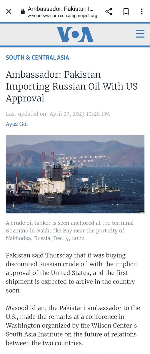 @FatiSpeaks_ @Gypsy_heart8 @MazMHussain @Gypsy_heart8 
In 2023, Your Ambassador went on Record & said: Pakistan is importing Russian Oil with US 'Approval'

During Khan's tenure, entire Fascist PDM & supporters were hell bent on proving how Pak refinery couldn't  process Russian Oil

All tht changed with 'US Approval'