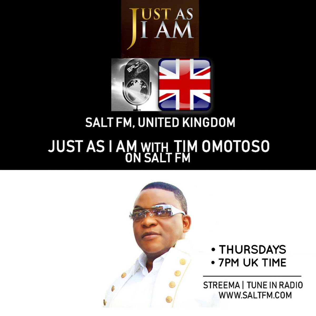 saltfm's tweet photo. ON NOW &amp; every Thursday 7pm 🏴󠁧󠁢󠁥󠁮󠁧󠁿 [8pm 🇿🇦SA]

[Persistent Faith] Just As I am by Rev. Tim Omotoso

🧂 https://t.co/LXANiqTTcy https://t.co/IEczcFhTU5