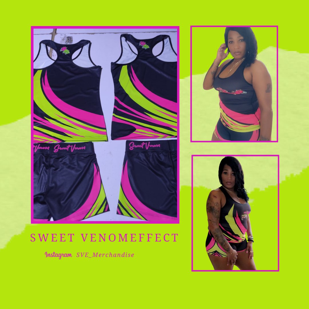 SveMerchandise's tweet image. Sweet Venom Effect Racerback Tank Top and Short Set… 
#SweetVenomEffect #ShortSet #SVE_Merchandise #Pink #Green #Black #SV