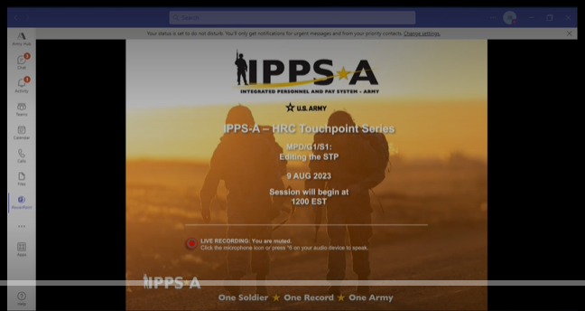 IPPSArmy's tweet photo. Don’t worry if you missed the Editing STP seminar during the HRC Touchpoint. The recording is available on S1Net at https://t.co/ZEbaB1uG7i. Watch it anytime and learn more! #IPPSATraining #ArmyHR https://t.co/IeYaBrs2Vg