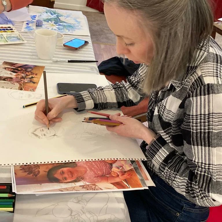 A snapshot of the beautiful artwork being created at our painting class last Thursday.