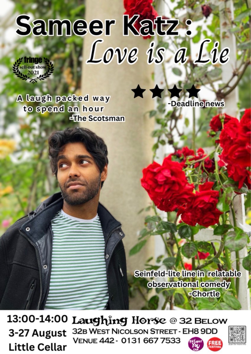 sameer_katz's tweet photo. @PoxonJackie @edfringe I’m doing a stand up comedy show about unconditional love. Would love to have you! https://t.co/Oq8YJnlsIG