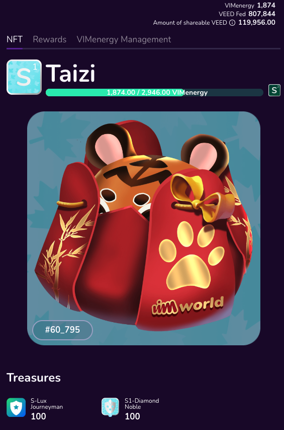 VIMworldGlobal's tweet photo. More #rewards earned by users who are #staking $VEED tokens to level up their VIMs. Wukong 26_16 reached S2 (with new artwork) and 26_17 reached S1, while Taizi 60_795 also reached S1. Each will #Earn  more daily $POWA tokens with the added treasures received. #BNB #airdrop #ETH https://t.co/FLa5IiBeAQ