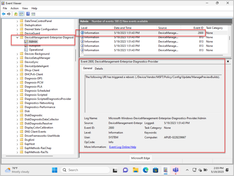 DavidTaig's tweet photo. Search for "Reboot" or "Event ID 2800" for Troubleshooting unexpected reboots during new PC setup with Windows Autopilot.  Thanks @JuanitaBaptist3 #MEM #MSIntune https://t.co/jqvhbkf4Jc https://t.co/Sh1oRrgRl7