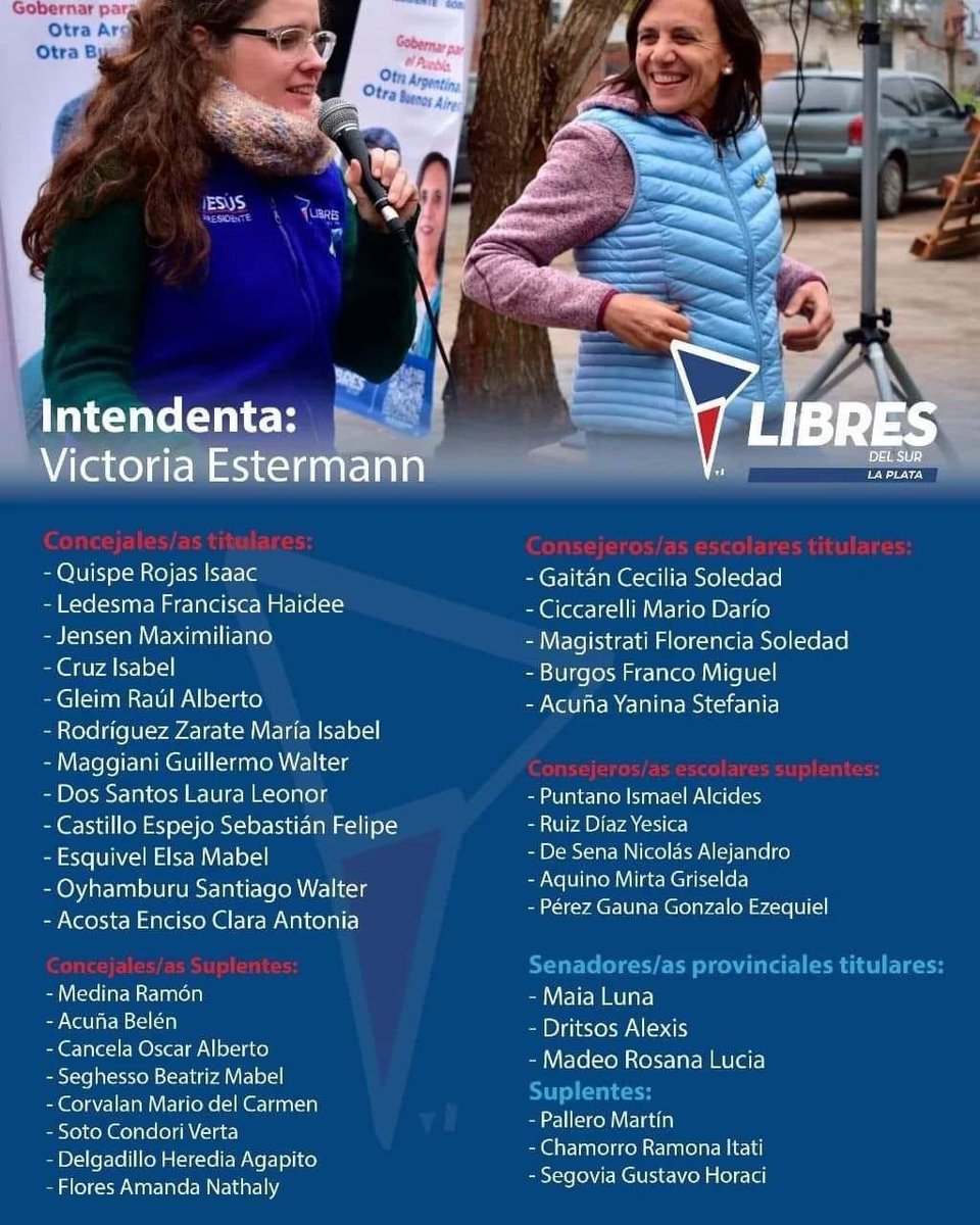 maialunac's tweet photo. ✊🏾Estos son nuestrxs precandidatxs✊🏾
En nuestra lista están representados todos los barrios de la ciudad,porque #LaPlata es más grande que el casco urbano.
📌El domingo acompañamos con tu voto.
#libresdelsur #jesuspresidente #jesusescobar #silviagobernadora #victoriaintendenta https://t.co/UUp0KnZeBK
