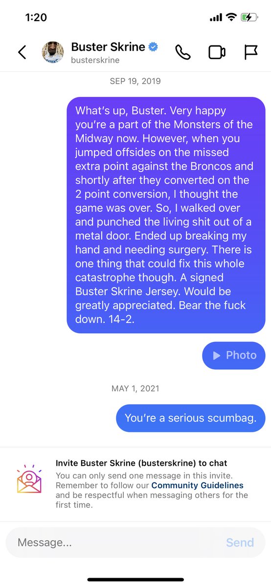 Karmas a bitch, Buster.