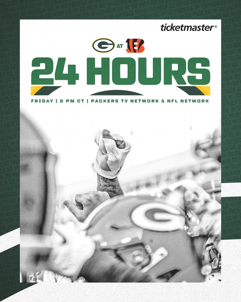 packers's tweet photo. 🚨 24 HOURS TO #PACKERS FOOTBALL! 🚨

#GBvsCIN | #GoPackGo https://t.co/qt7HTO8N7B