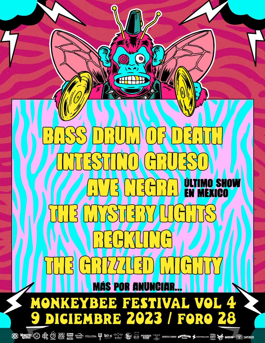 highfrequencym's tweet photo. ¡MonkeyBee Festival IV nos lanza la mitad de su cartel, y está de locura! Bass Deum of The Death, Intestino Grueso, Ave Negra, The Mystery Lights, Kelsey Reckling y The Grizzled Mighty.
BOLETOS YA EN PREVENTA DOS
https://t.co/Mj5GwukAYM
¡Allá nos vemos!
#MonkeyBee #MonoAbeja #HFFestivales @MonkeyBeeFest @MonkeybeeRadio