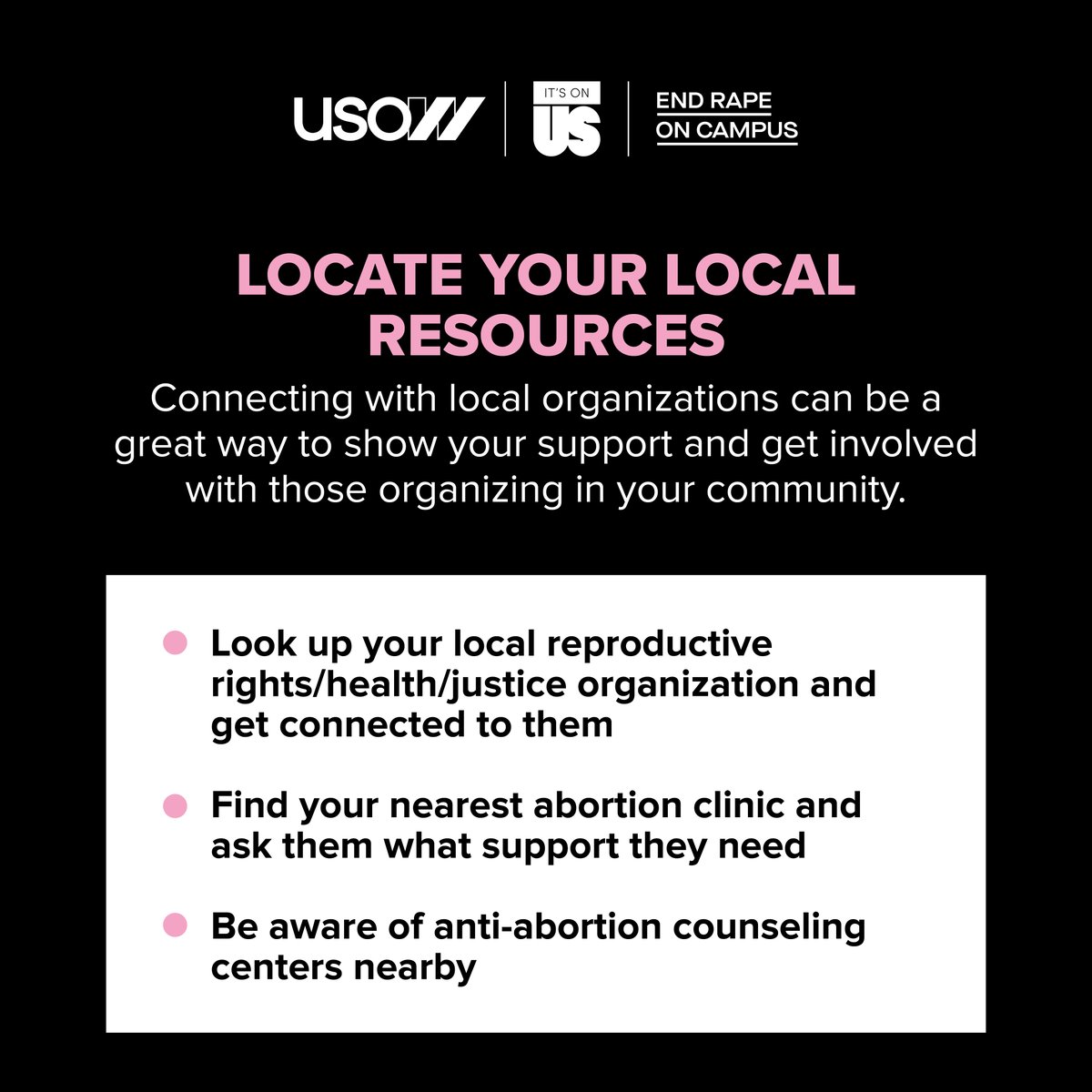 USOWomen's tweet photo. Today, we are proud to release Fighting for Abortion Access: Campus Edition — a new resource where college students can understand the legal landscape, locate local resources, and take action in their communities: https://t.co/0yxhICriSa https://t.co/MSCShXOsZo