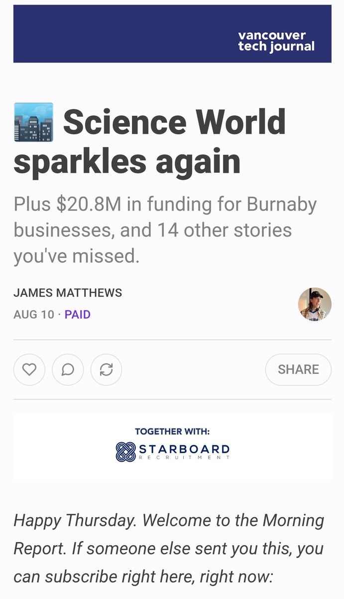DFitz_Recruits's tweet photo. Very cool to see the Starboard Recruitment logo on this morning's @cdntechjournal / @vantechjournal Morning Report.
Starboard Recruitment is proud to be a sponsor of VTJ.
#vtjtalks #vtj #tech #starboardrecruitment https://t.co/Co8x29fNmo