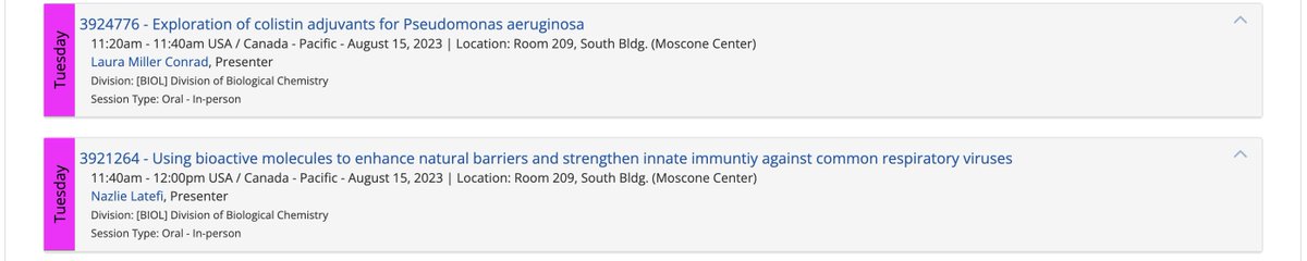 Looking forward to the @ACS_DivBioChem session on The Intersection of Biological and Medicinal Chemistry at #ACSFall2023. Exciting talks from many others including <a href="/rhuanglab/">Huanglab</a>, <a href="/PrOF_NMR/">Pomerantz Lab</a>, <a href="/FairlieGroup/">FairlieLab</a>, <a href="/PPYlabGT/">Peralta-Yahya Lab</a>, and <a href="/nlatefi/">Nazlie Latefi PhD</a>. Room 209 Tues 8 am - 12 noon. #medchem #chembiol