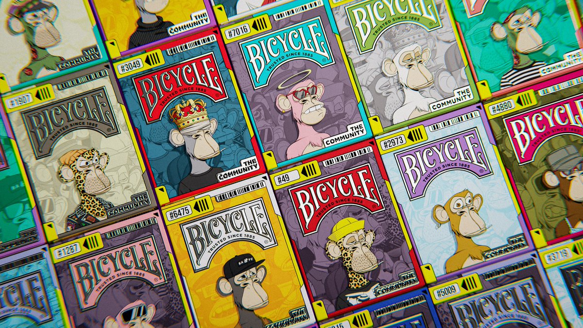 We're celebrating the release of our very first collab Deck with over 50 real Apes from the <a href="/BoredApeYC/">Bored Ape Yacht Club 🍌</a> 

♠️ ALL. 
♦️ WEEK. 
♣️ LONG. 

Can you spot any of your frens from here 👀