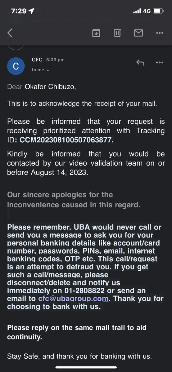 kobokgm's tweet photo. @UBACares  I sent another mail to them asking what’s going on why they haven’t called me yet as is almost going to two months but the reply they gave  me looks like mission impossible. That they will call me on or before 14th August 14th  so I need to baby seat my phone awaiting. https://t.co/MXXTDJSLt9