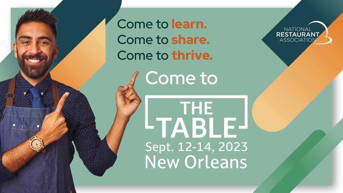 WeRRestaurants's tweet photo. Restaurant industry leaders, you're invited to our upcoming event, #TheTable2023 in New Orleans!
Uniting the industry, this event provides role-specific education, policy and technology impact discussions, and consumer trend exploration. To register: https://t.co/ifpHjyBGI6 https://t.co/ABwBCJd8Hi