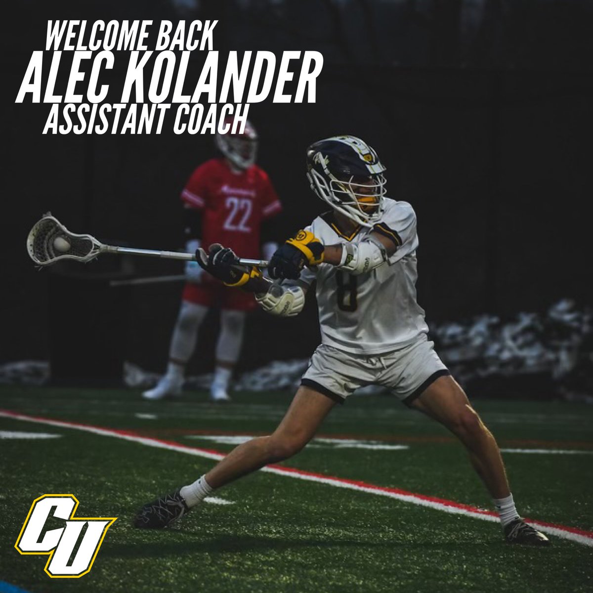 CUPrideMLax's tweet photo. Coach Kolander ✍️

We are beyond excited to welcome back Clarke Alum &amp; Hudson, WI native Alec Kolander as our Assistant Coach. 

The former Clarke captain brings a wealth of knowledge to the midfield position &amp; a pride for the future of this program! 

#RollPride https://t.co/uChNxwRyIm