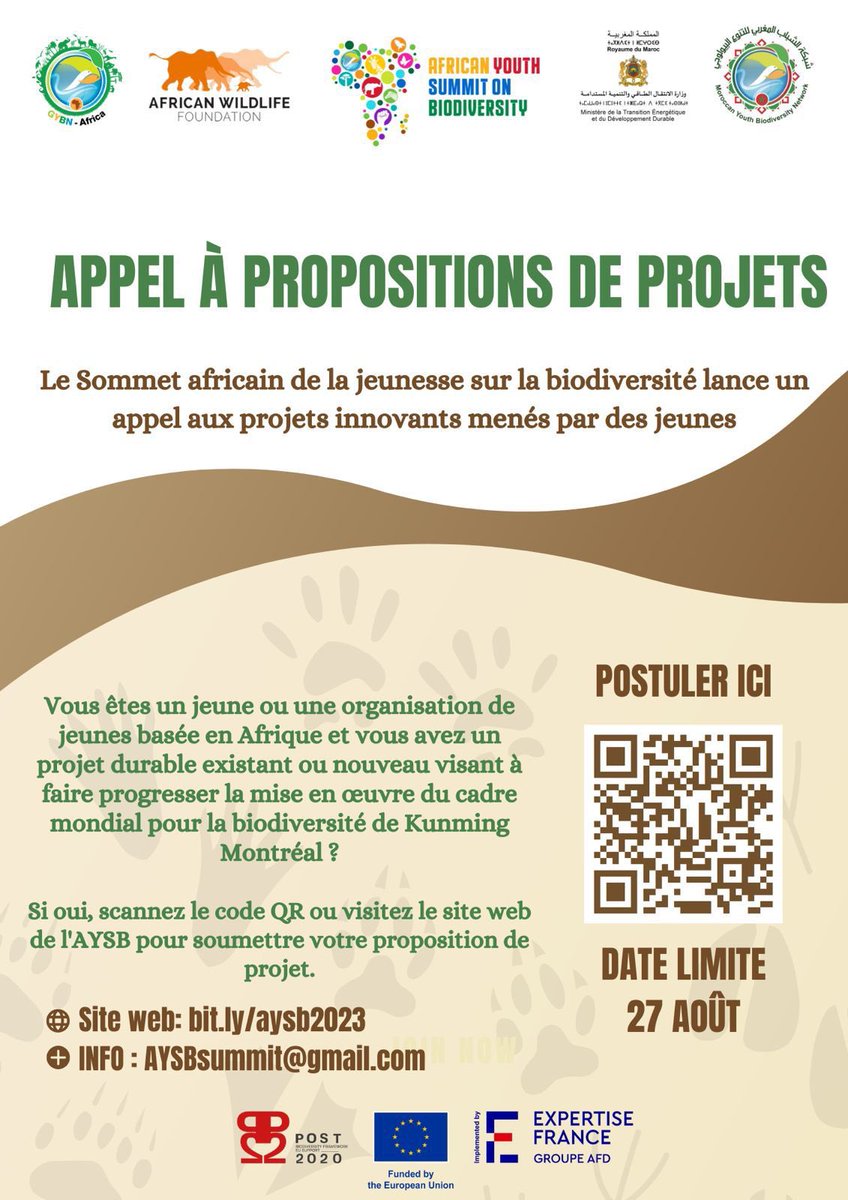aysbsummit's tweet photo. 🌍 AYSB2023: Call for Project Proposals! 🌱
Join us in conserving biodiversity!
Apply 👉: https://t.co/tQ21B4ofRV
⏳Deadline: August 27th
#AYSB2023 #FromAwarenesToAction #AfricanYouth4Biodiversity https://t.co/0q95rHLtjL