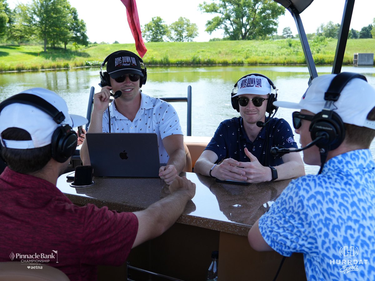 HurrdatSports's tweet photo. LIVE FROM THE BOAT AT THE HURRDAT HARBOR! 🛥️🛟🎧

Our first ever live podcast from the water was a hit. For all of our @BoysDownBadPod listeners we suggest you watch their next podcast episode live from the Pinnacle Bank Championship!

#hurrdatsports #pinnbankgolf