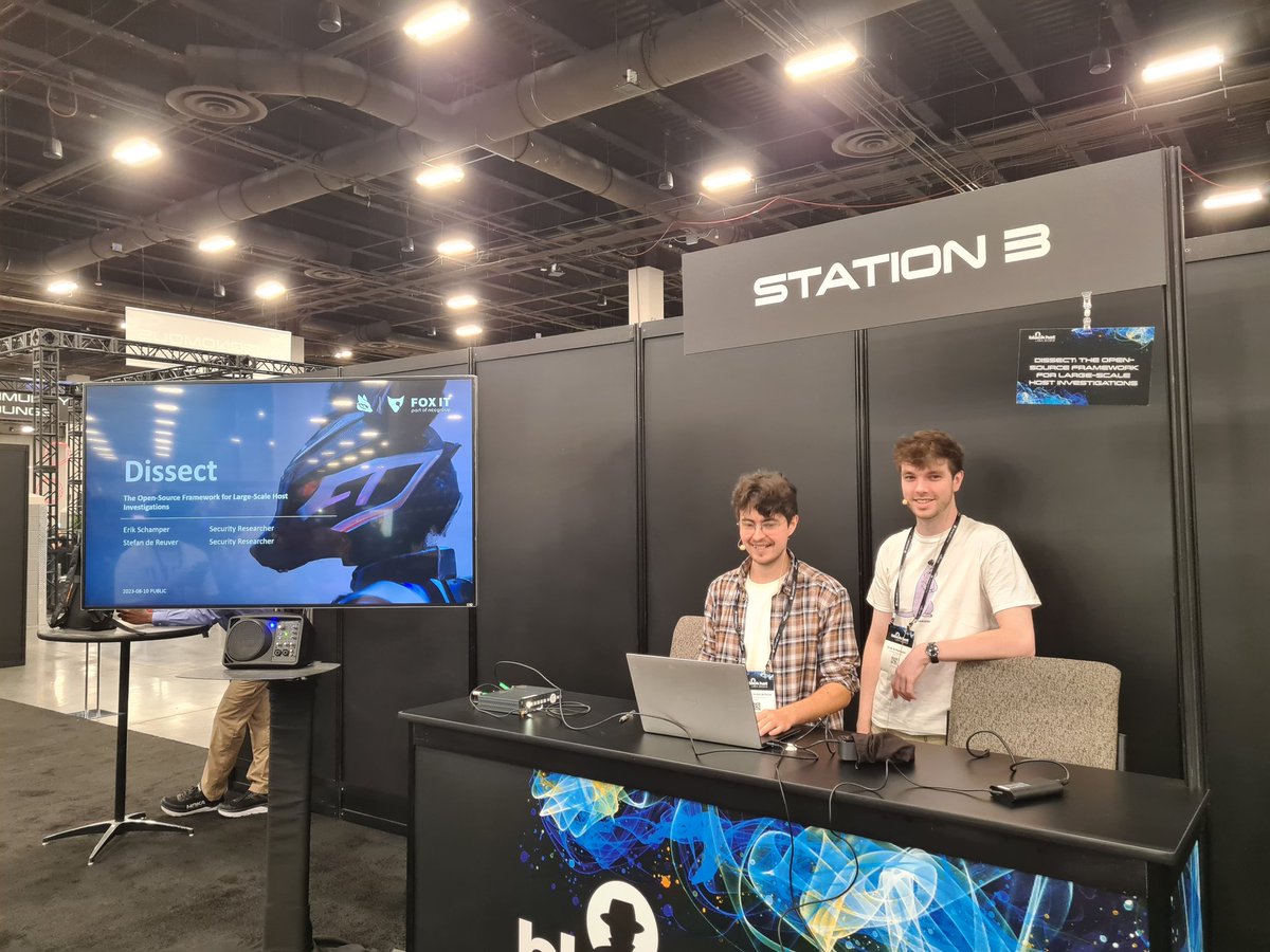 _dirkjan's tweet photo. Now up at @BlackHatEvents Arsenal are @Schamperr and @Horofic to demonstrate the dissect forensic framework https://t.co/iSdlQBhcnE https://t.co/EcwiV7cM6n