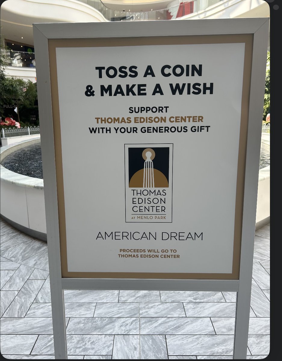 For the entire month of August, the American Dream mall in East Rutherford, NJ will be donating the coins thrown into their fountain to the nonprofit Thomas Edison Center at Menlo Park. Next time you're at the mall, make a wish and contribute to our museum!
#thomasedison