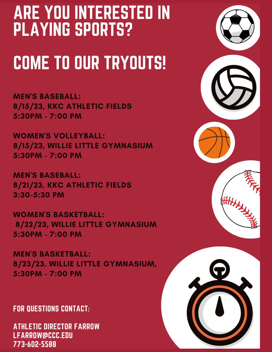 Calling all talented athletes! It's your time to shine and show off your skills on the field and court. We're excited to announce the upcoming tryouts for our men's baseball, women's volleyball, women's basketball, and men's basketball teams.