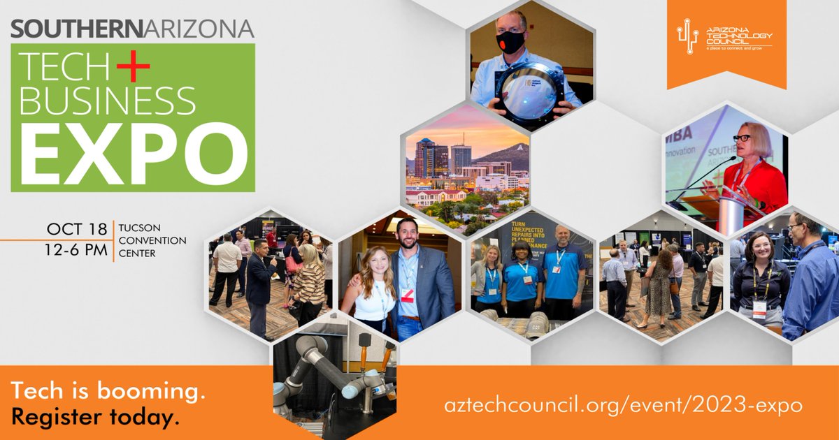 aztechcouncil's tweet photo. Southern AZ Tech Expo award nominations are now open! Visit event page to see categories, learn more and submit nominations!
Exhibitor booths are selling quickly. Reserve yours today! https://t.co/3oGCS5fFoK #TucsonTechExpo https://t.co/SdVosgPgc6