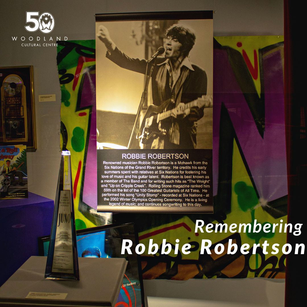 The Woodland Cultural Centre mourns the passing yesterday of our friend and champion, the iconic Robbie Robertson.

Visit our website to read the full media release, including a statement from the former elected chief of Six Nations, Ava Hill: woodlandculturalcentre.ca/remembering-ro…