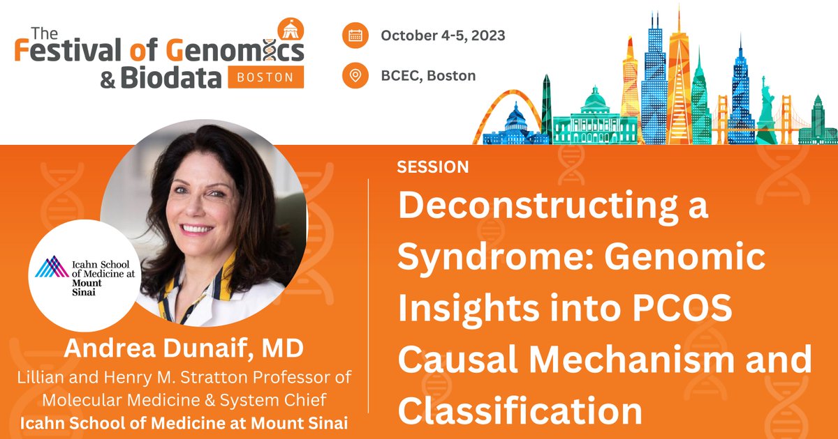 Mark your calendars! Please join Andrea Dunaif, MD, on October 4-5, 2023, for a session on Deconstructing a Syndrome: Genomic Insights into #PCOS Causal Mechanism and Classification. Learn more: mshs.co/3s5nvhS #FoGBoston @FoGenomics @DOMSinaiNYC @MountSinaiEndo