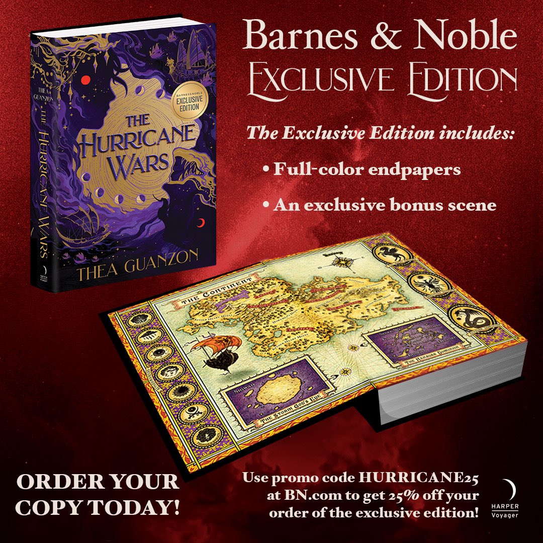 theagwrites's tweet image. So excited to present @BNBuzz x The Hurricane Wars! She’s everything, with full-color cartographic endpapers and an exclusive bonus scene that’s equal parts sexy and angsty, just like Alaric (ba dum tsss). What’s more, she’s 25% off with promo code HURRICANE25 🔥 Link in next ⬇️