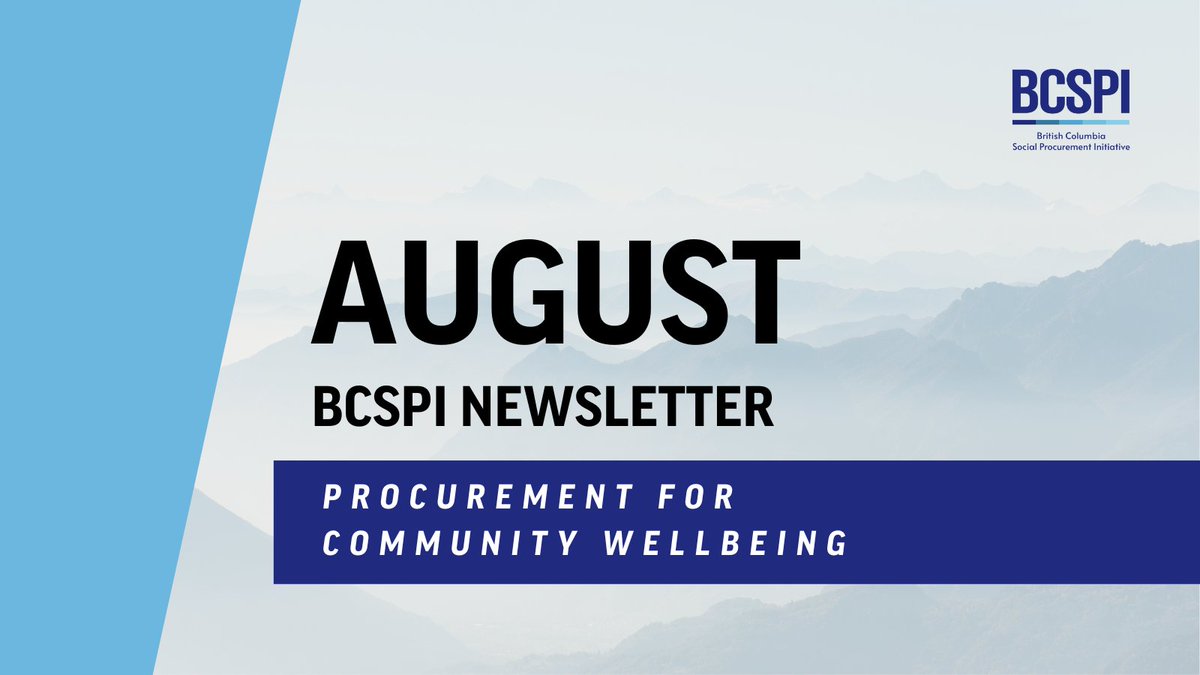 The August BCSPI Newsletter is here and full of #socialprocurement news and updates including a new case study focused on Indigenous procurement, upcoming webinars, core training sessions …and lots more! Read the newsletter: lnkd.in/g7ya-Z8s