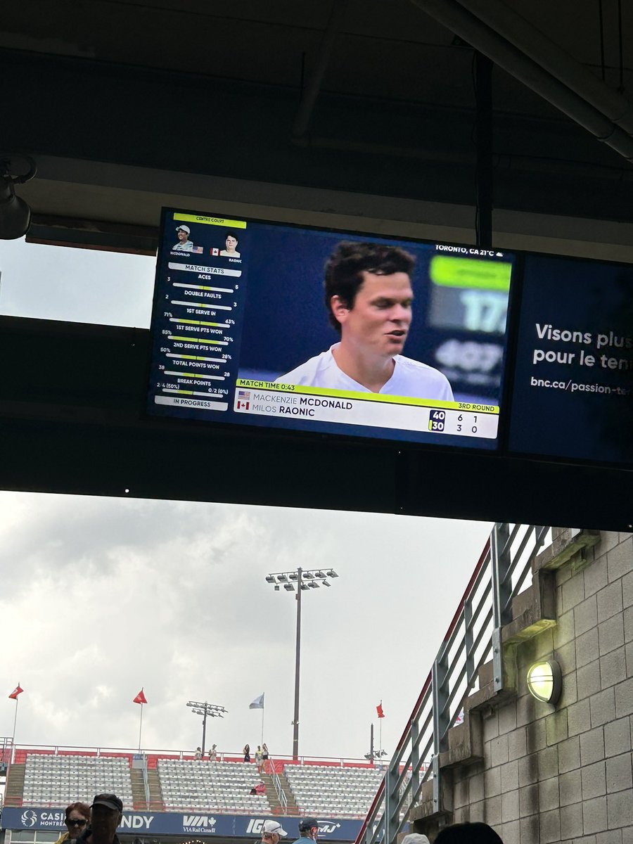 Upside of Rain delay in Montreal .. watching Milos in Toronto 🇨🇦 #NationalBankOpen