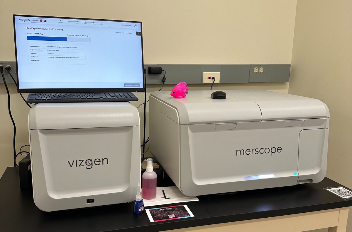 vizgen_inc's tweet image. MERFY has gone MERFISHING at the @salkinstitute NGS Core Lab! We&apos;re always excited to see our #MERSCOPE Platforms in action🎣

#MERFISH #CoreLab #GoneMERFISHING #SpatialGenomics #AcademicTwitter