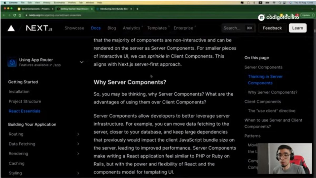 SergioxDev's tweet photo. Nos dice @juan_deltoro2 que @nextjs no quiso esperar a que #react quisiera implementar los Sever components y les aplicó "El futuro es hoy anciano". Todo esto durante el #MaratonReact de
@codigofacilito https://t.co/DncPi0BgFC