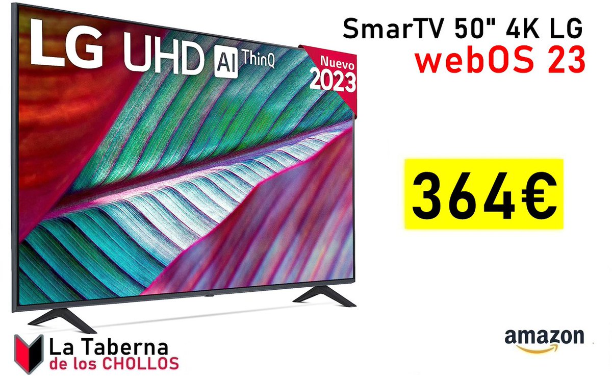 🔹LG 50UR78006LK 50", 4K UHD, Smart TV, HDR10, webOS23, Serie 78, Procesador Alta Potencia, Dolby Digital Plus, Alexa/Google Assistant ❗️

✅Precio:  364€ ❗️(PVP: 579€)

    ✂️Aplica el cupón de 64,3€
    🔰chollostb.info/3Yw1pRF

#chollos