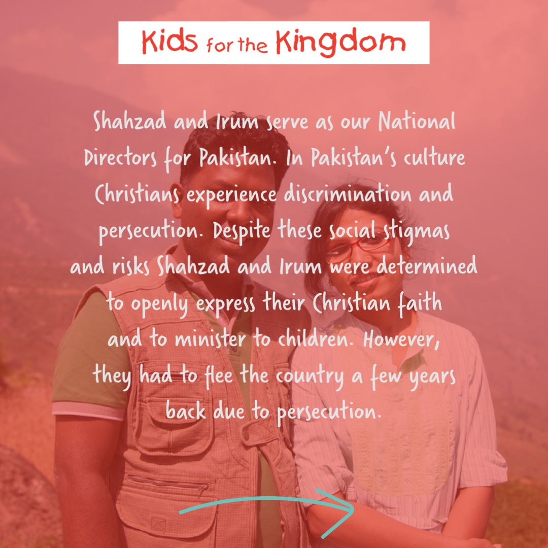 k4k's tweet image. Meet National Directors Shahzad and Irum from Pakistan! Now, they live and serve in #Canada, but still long to transform their home country for Christ. Through Shahzad and Irum, we offer #Bible Clubs, #FeedingPrograms, and #VocationalTraining in Pakistan.
