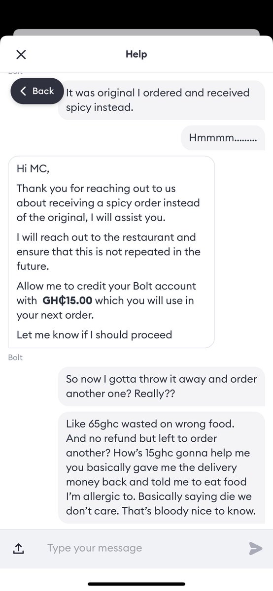 MC_LLBJ's tweet photo. @BoltFood why was I given the wrong order and given back the delivery fee and ignored.  Y’all trying to kill people out here https://t.co/Yd9CXjI6IC