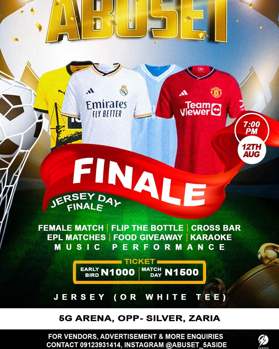 ABU_Campus's tweet photo. The #ABUset grand finale is here π. There'll be artistic performances, karaoke, flip bottle challenges and lots more. Reach out to @JayQ_Tweet for your tickets.
All roads lead to 5G come Saturday, it's a date π₯ π₯ https://t.co/MRiGyF20dz