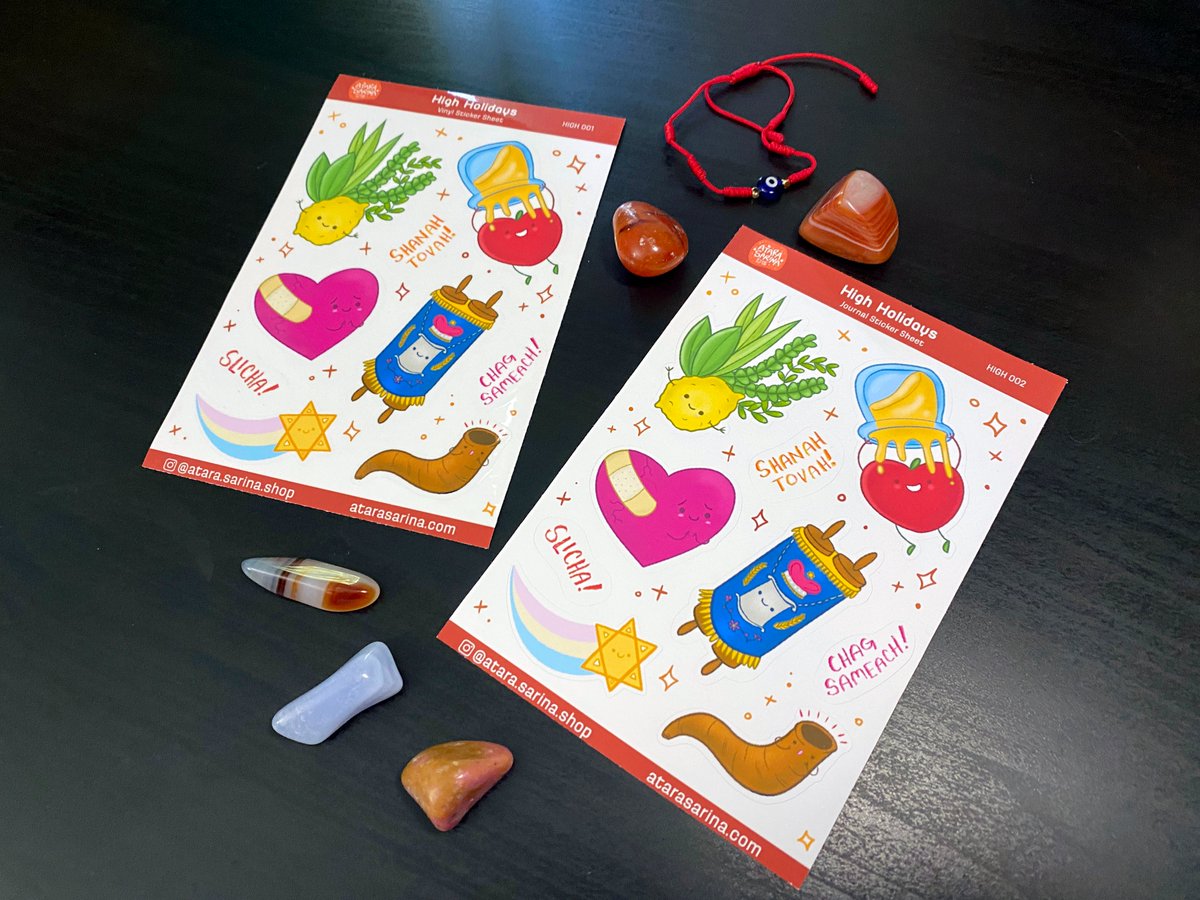 starlinex's tweet photo. I learned how to make sticker sheets in time for Rosh Hashana &amp; Yom Kippur coming up in like a month! 

I originally made a custom version for my synagogue, but these are specifically for @atarasarina https://t.co/K48Wu8OH5C