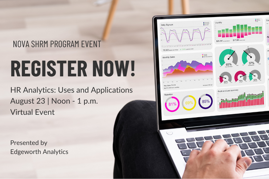 REGISTER NOW for our monthly next program event! Learn how to tap into your existing data to proactively manage HR issues commonly faced by organizations today. Free to NOVA SHRM members and $25 for non-members. novashrm.org/events/EventDe…