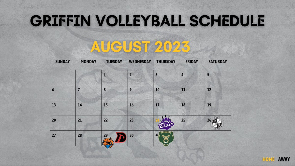 GretnaEastVB's tweet photo. 🗓️Mark your calendars
Here’s your 2023 Gretna East Varsity Volleyball Schedule!! Come cheer on your Griffins this fall🏐🤩
#GriffVb #GriffPride #UnderConstruction https://t.co/pThIDp5Rd7