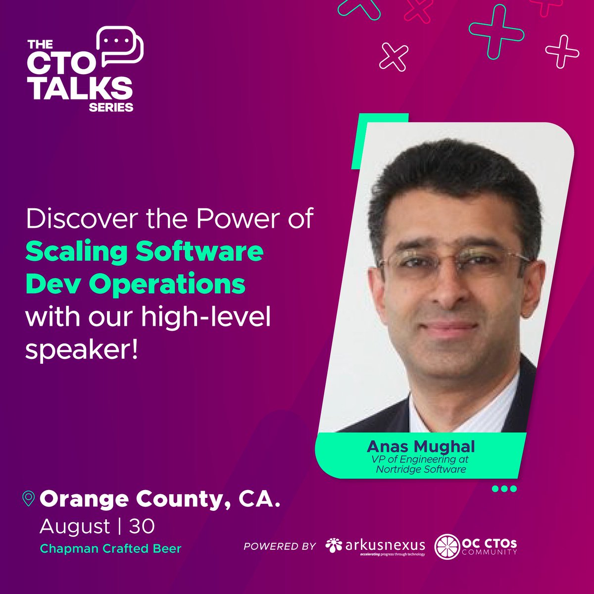 Don't miss the event on August 30th in Orange County! Join Anas Mughal, VP of Engineering at Nortridge Software, as he shares insights on scaling software development operations at CTO Talks. Reserve your spot now here: eventbrite.com/e/the-cto-talk…

#CTOTalks #OrangeCounty