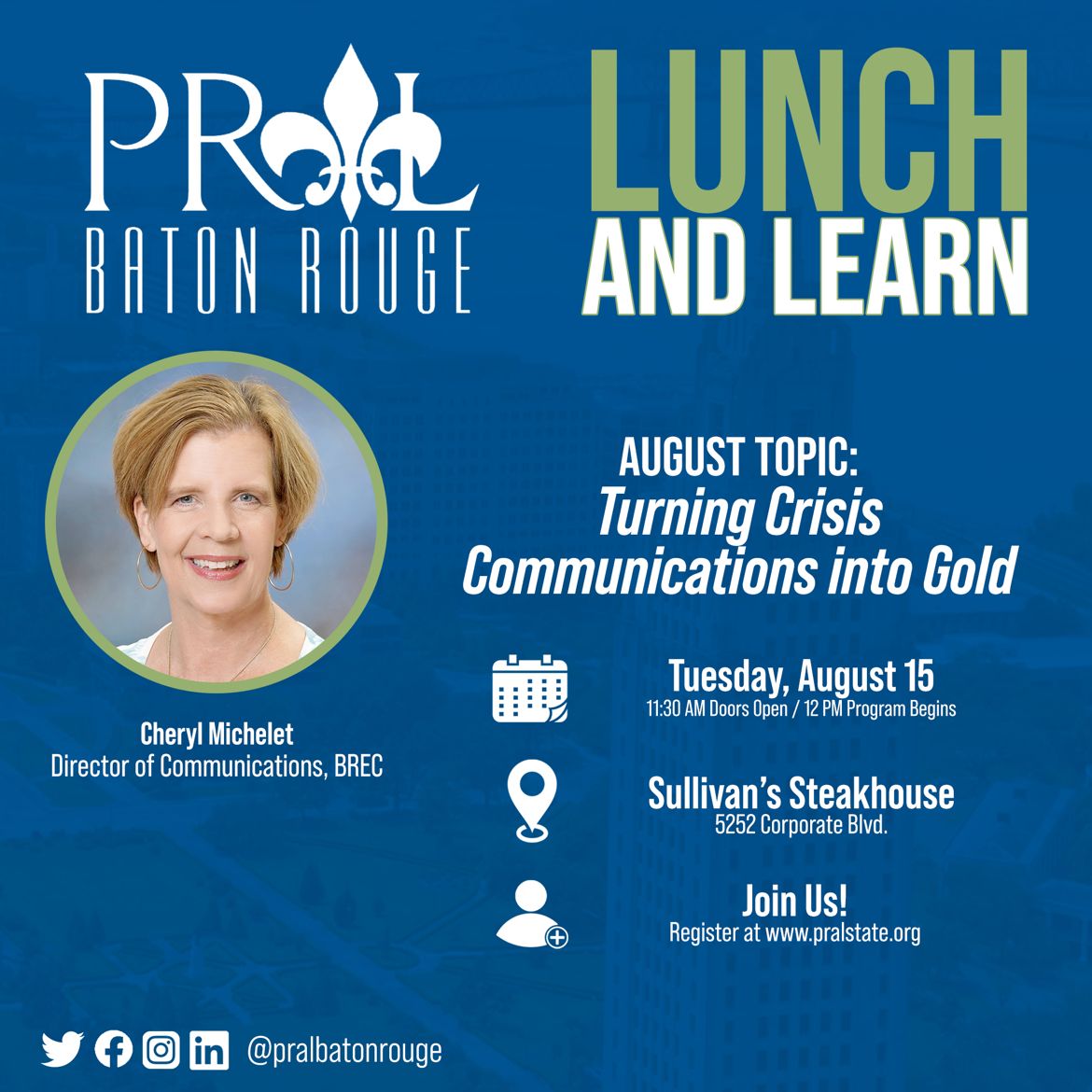 Where has the summer gone?!?

It’s hot 🥵 outside, so we hope you come beat the August heat with us for this month’s Lunch and Learn with <a href="/BRECParks/">BREC</a> Director of Communications <a href="/michelet_cheryl/">Cheryl Michelet</a>!

REGISTER TODAY: ow.ly/3KWV50PwY1f