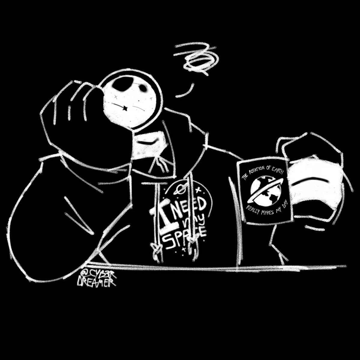 BunkaJunka's tweet photo. Day 41 of drawing #NoStraightRoads until its anniversary!

I swear this guy has tens of items with space puns on them - 🌟 https://t.co/hZV3MCWqsM