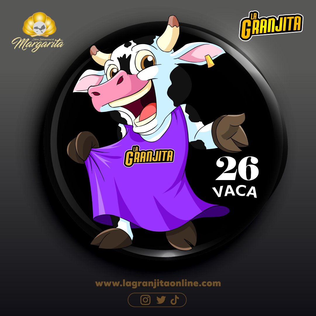 lagranjitaofic's tweet photo. 10-08-2023
3:00:00 pm
26 - VACA
#sorteos #loteria #loteriainternacionaldemargarita https://t.co/vfHg3t0dmV https://t.co/5EZLBmWNV2