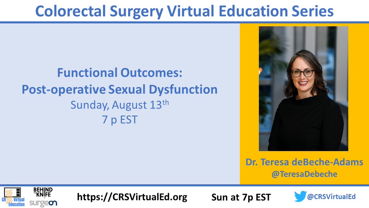 CRSVirtualEd (@crsvirtualed) on Twitter photo We are excited to host Dr. deBeche-Adams this week. She will talk about functional outcomes focusing on post-operative sexual dysfunction.
<a href="/ASCRS_1/">ASCRS_1</a>
<a href="/SAGES_Updates/">SAGES is in Tampa in 2026!</a>
<a href="/surgeonapp1/">SurgeOn</a>
<a href="/TeresaDebeche/">Teresa deBeche-Adams, MD, FACS, FASCRS</a> We are excited to host Dr. deBeche-Adams this week. She will talk about functional outcomes focusing on post-operative sexual dysfunction.
<a href="/ASCRS_1/">ASCRS_1</a>
<a href="/SAGES_Updates/">SAGES is in Tampa in 2026!</a>
<a href="/surgeonapp1/">SurgeOn</a>
<a href="/TeresaDebeche/">Teresa deBeche-Adams, MD, FACS, FASCRS</a>