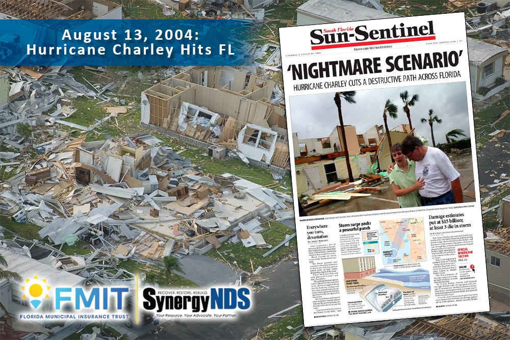 Throwback Thursday: On August 13, 2004, Hurricane Charley made landfall in Florida, causing $14.6 billion in damage in Florida alone. Charley was the first of four major hurricanes to hit Florida in 2004. #TBT