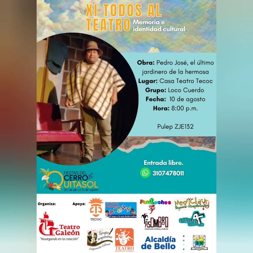 En el Marco de la Xl Versión de Todos al Teatro llega a la Sala TECOC "Un loco cuerdo"
Entrada libre!!!
Una hora antes de la función tendremos la sala abierta al público.
¡Te esperamos!